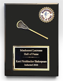 SA912M - Single Lacrosse Stick Plaque with Custom Medallion